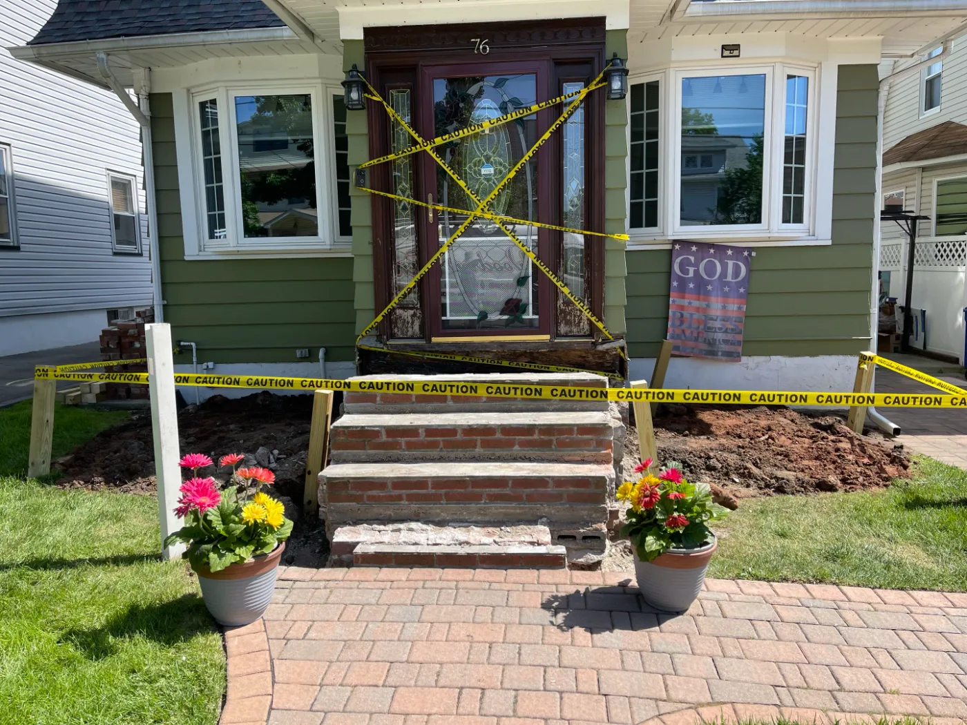 Before: front entry torn out during demolition